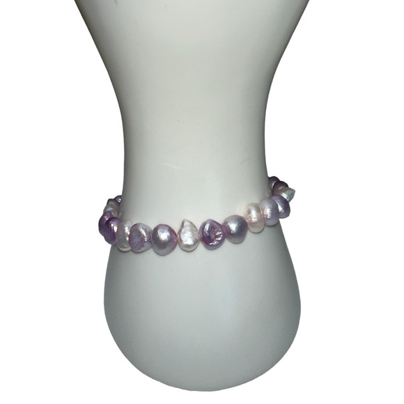 Pearl Multi Color Multi Shape Sterling Silver Toggle Clasped Bracelet - Picture 1 of 4